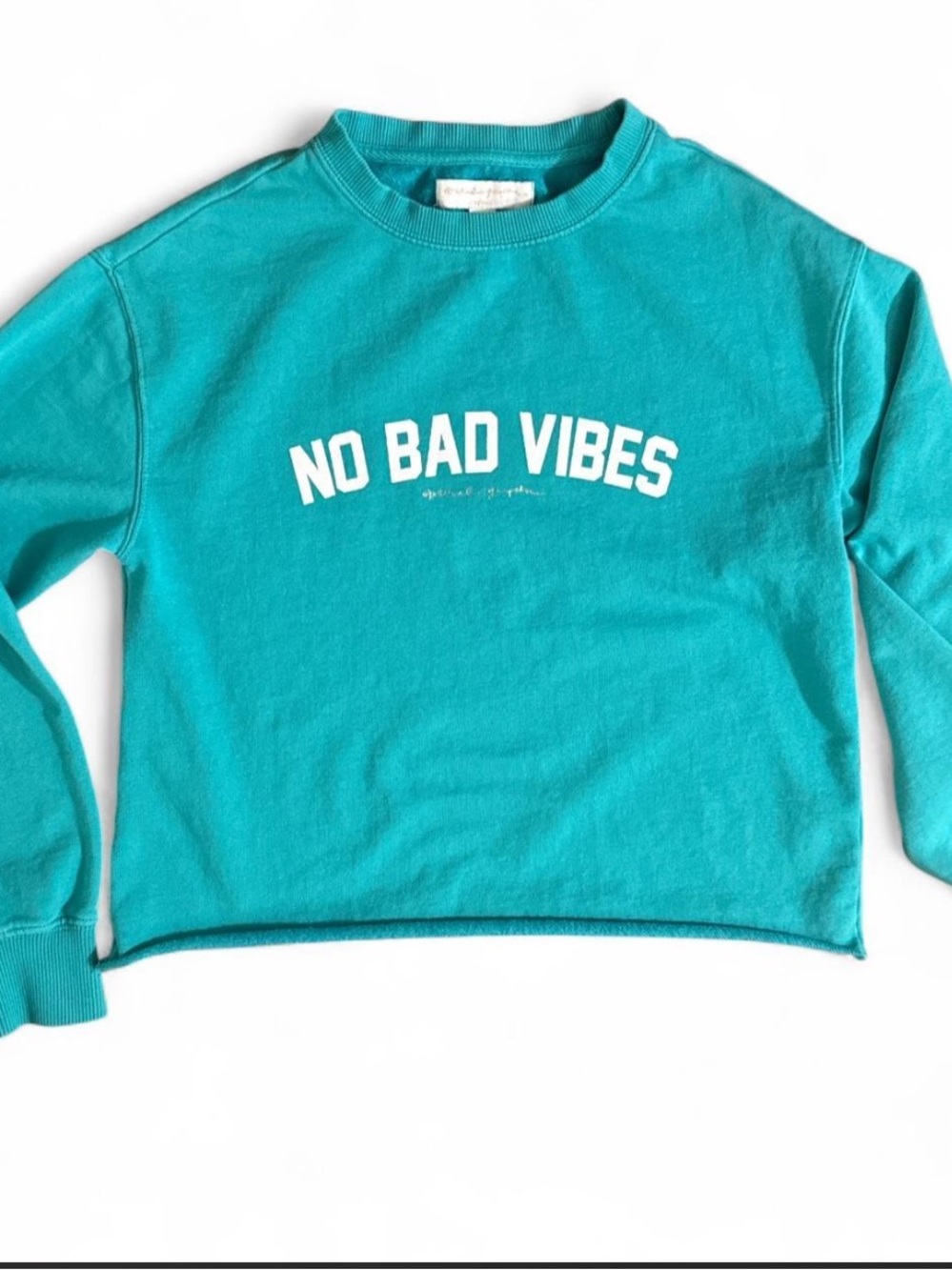 Spiritual Gangster No Bad Vibes Teal Sweatshirt